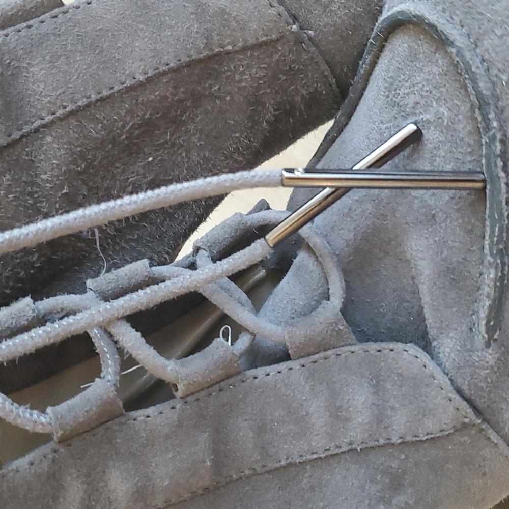 Calvin Klein Heeled Suede Lace-Up Ankle Boots - Picture 5 of 8